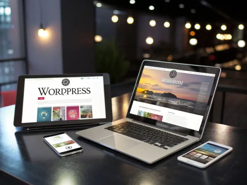 WordPress website development on laptop tablet and mobile responsive design